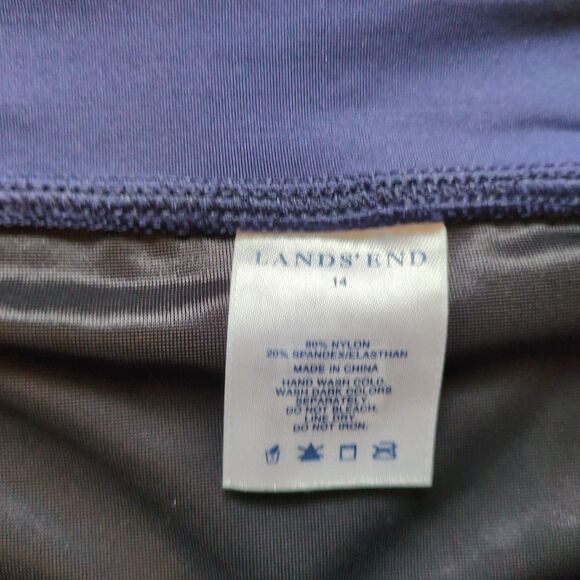 Lands' End Womens 14 Navy Blue Swim Skirt Suit Bottom Lined Built In Brief Beach - Picture 2 of 8